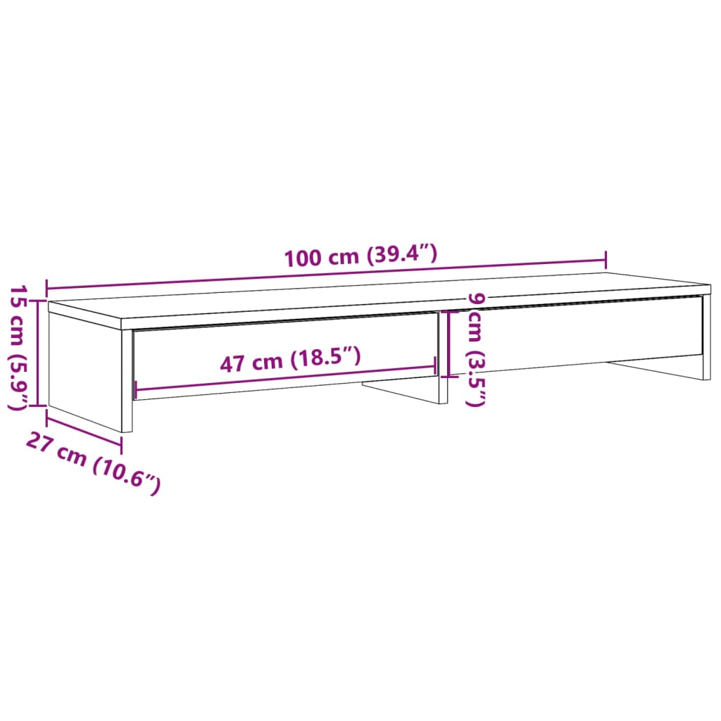 vidaXL Support de moniteur avec tiroirs chêne sonoma bois d'ingénierie