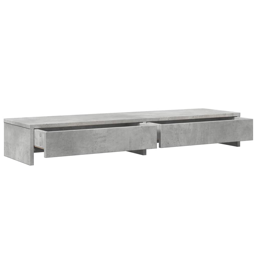 vidaXL Support de moniteur avec tiroirs gris béton bois d'ingénierie