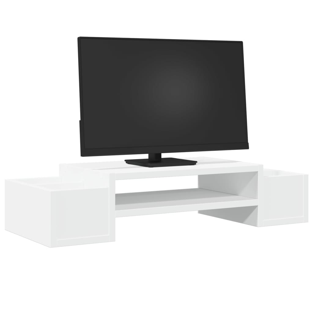 vidaXL Support de moniteur avec rangement blanc bois d'ingénierie
