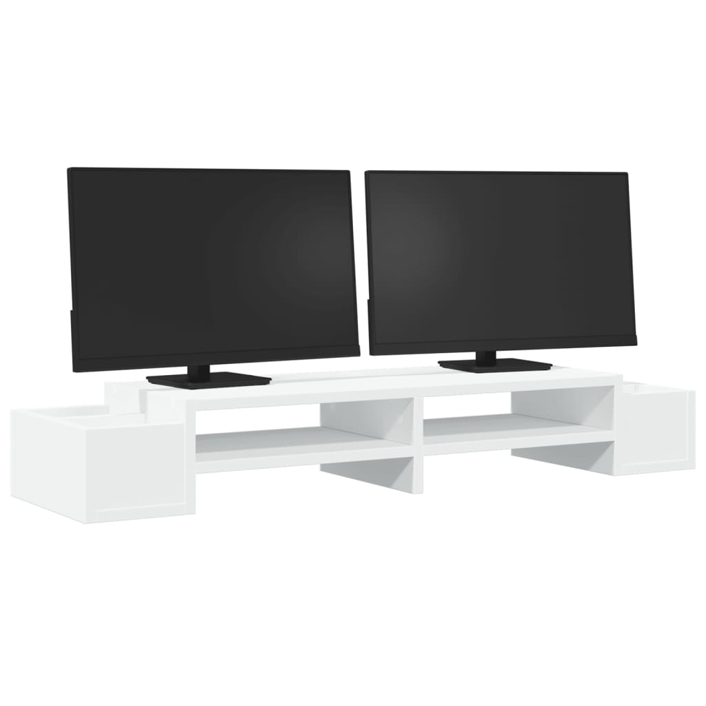 vidaXL Support de moniteur avec rangement blanc bois d'ingénierie