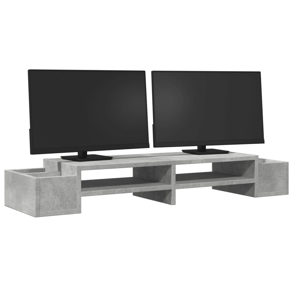 vidaXL Support de moniteur avec rangement gris béton bois d'ingénierie