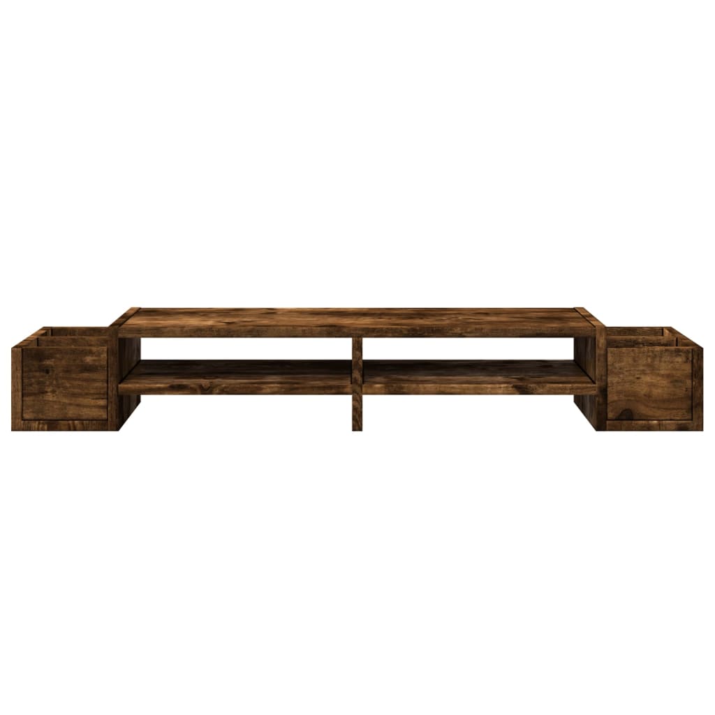 vidaXL Support de moniteur avec rangement chêne fumé bois d'ingénierie