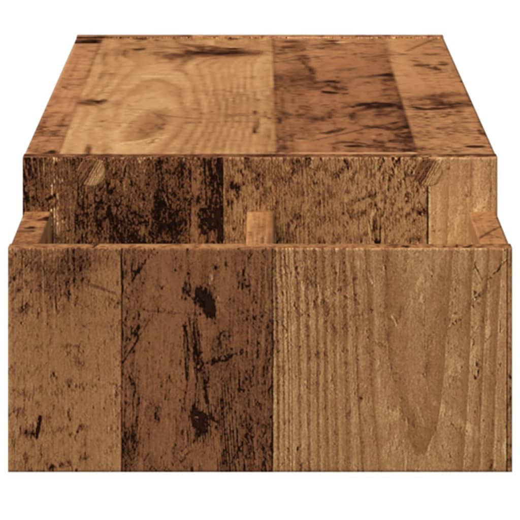 vidaXL Support de moniteur avec rangement vieux bois bois d'ingénierie