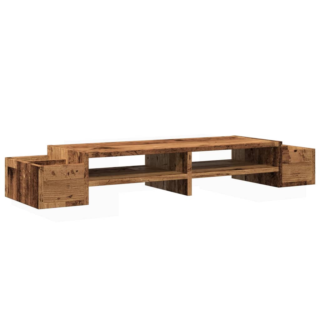 vidaXL Support de moniteur avec rangement vieux bois bois d'ingénierie