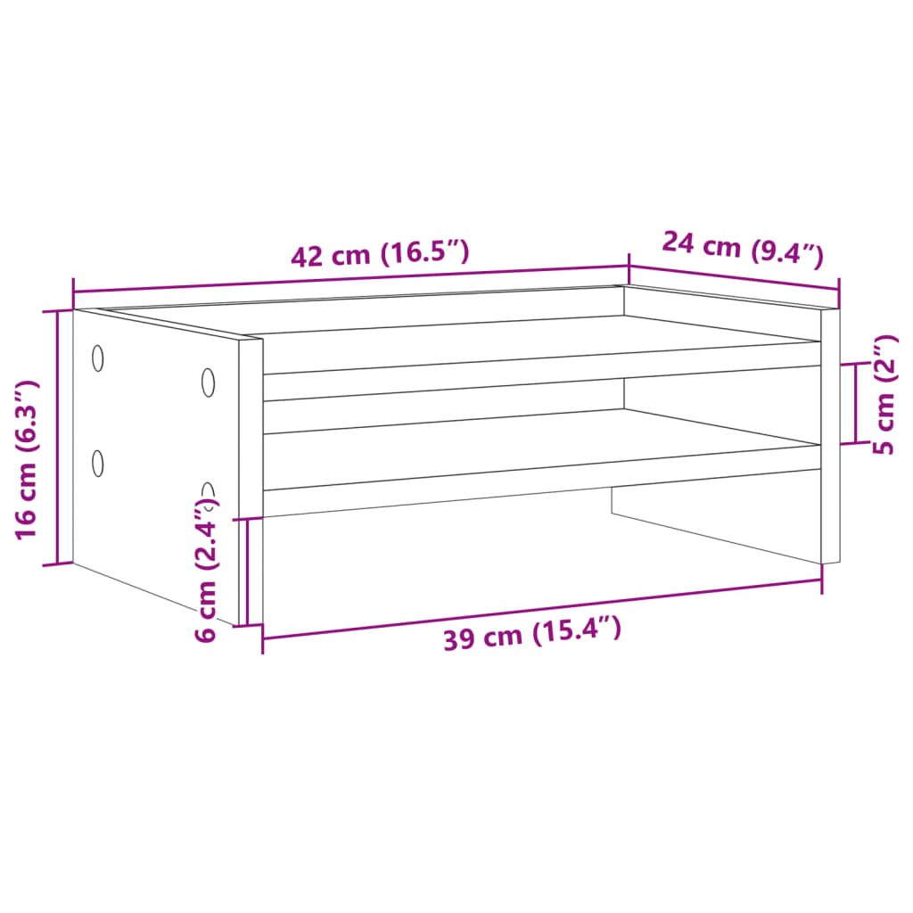 vidaXL Support de moniteur blanc 42x24x16 cm bois d'ingénierie