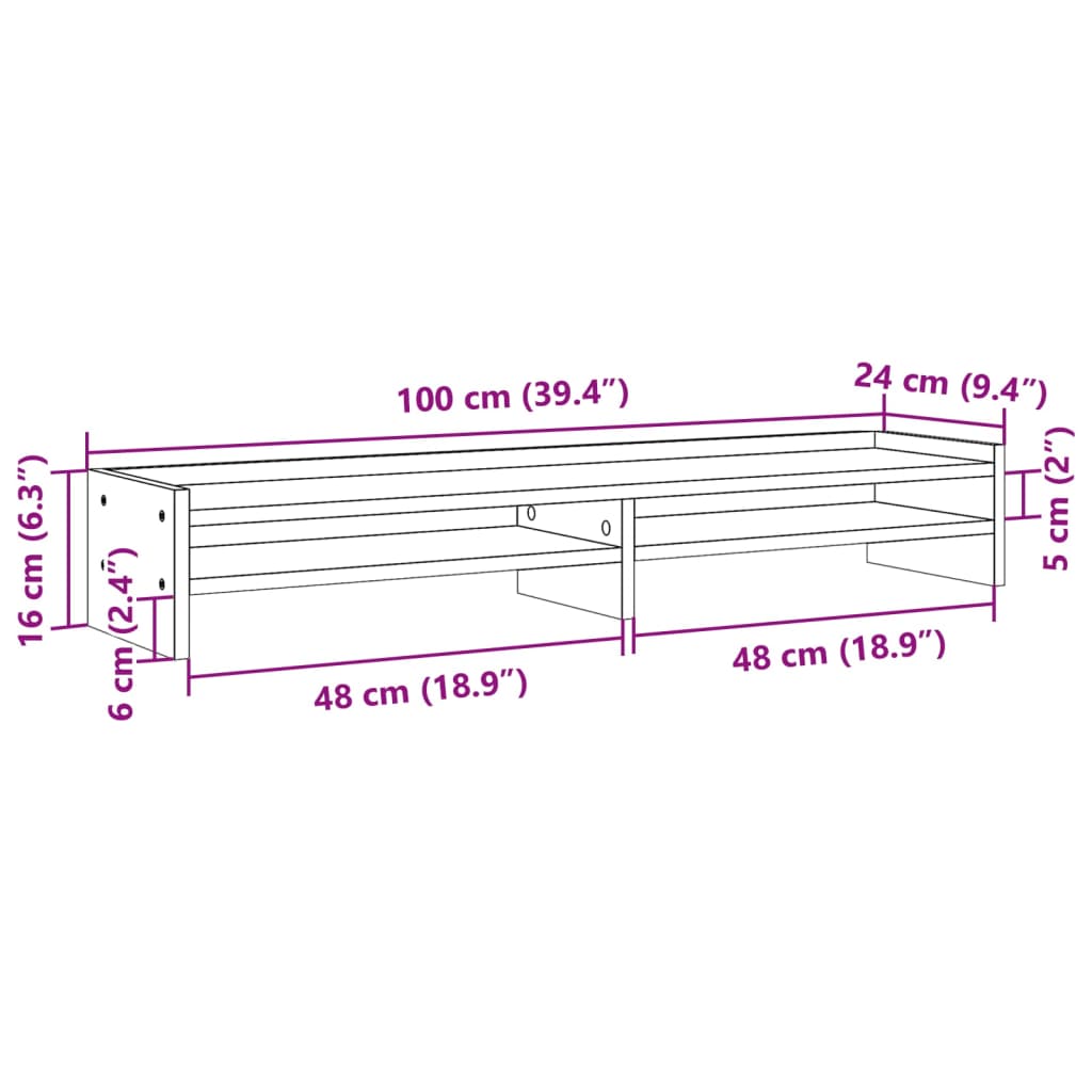 vidaXL Support de moniteur blanc 100x24x16 cm bois d'ingénierie