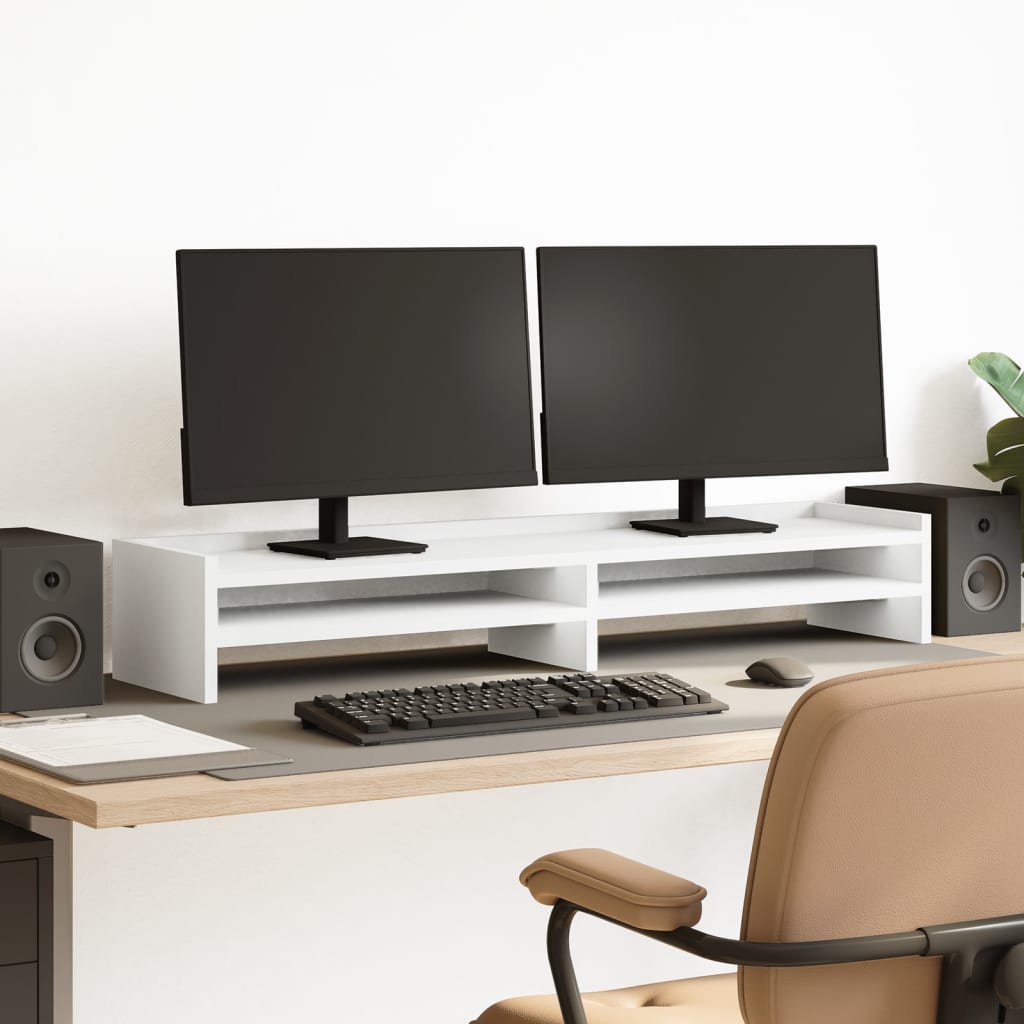 vidaXL Support de moniteur blanc 100x24x16 cm bois d'ingénierie