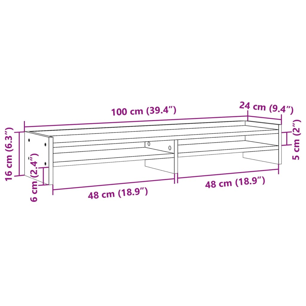vidaXL Support de moniteur chêne sonoma 100x24x16 cm bois d'ingénierie