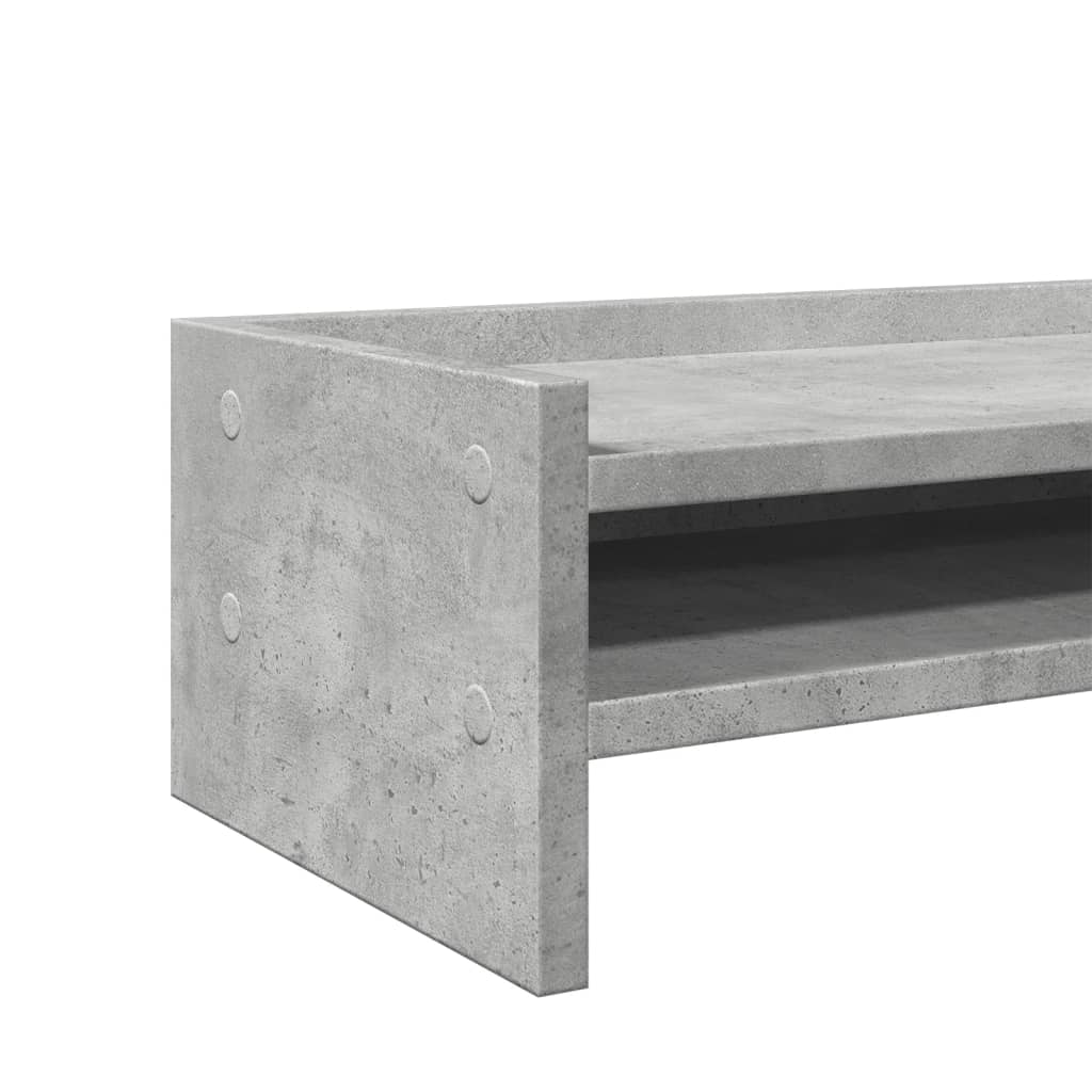 vidaXL Support de moniteur gris béton 100x24x16 cm bois d'ingénierie