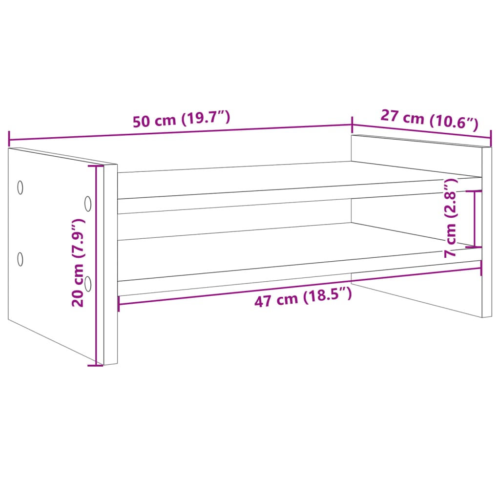 vidaXL Support de moniteur chêne artisanal 50x27x20 cm bois ingénierie