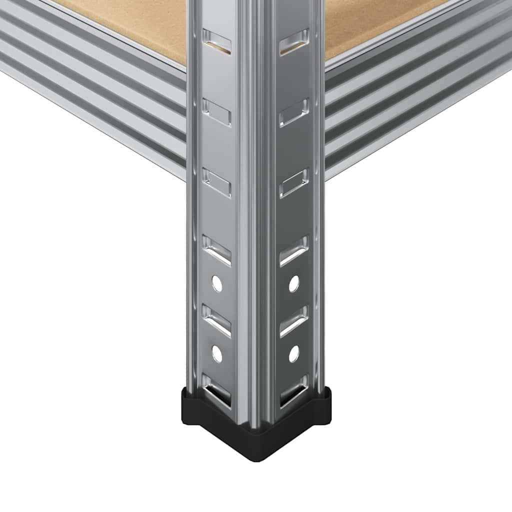 vidaXL Étagère de rangement 4 niveaux Argenté Acier et bois ingénierie