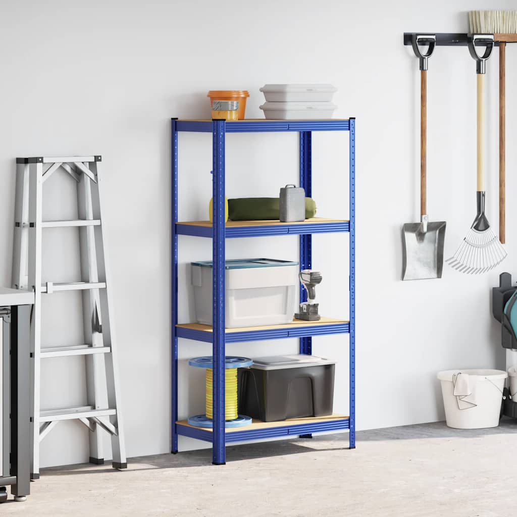vidaXL Étagère de rangement à 4 niveaux Bleu Acier et bois ingénierie