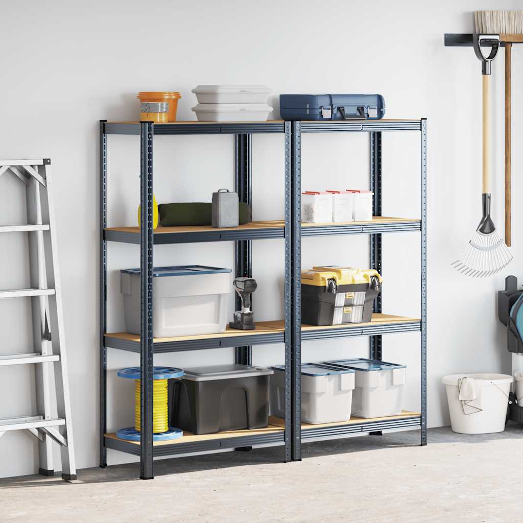 vidaXL Étagères de rangement à 4 niveaux 2 pcs acier bois d'ingénierie