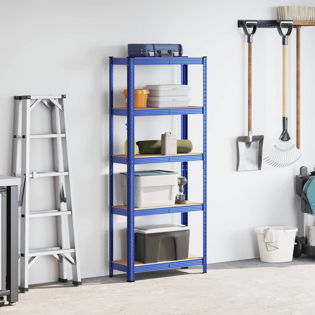 vidaXL Étagère de rangement à 5 niveaux Bleu Acier et bois ingénierie