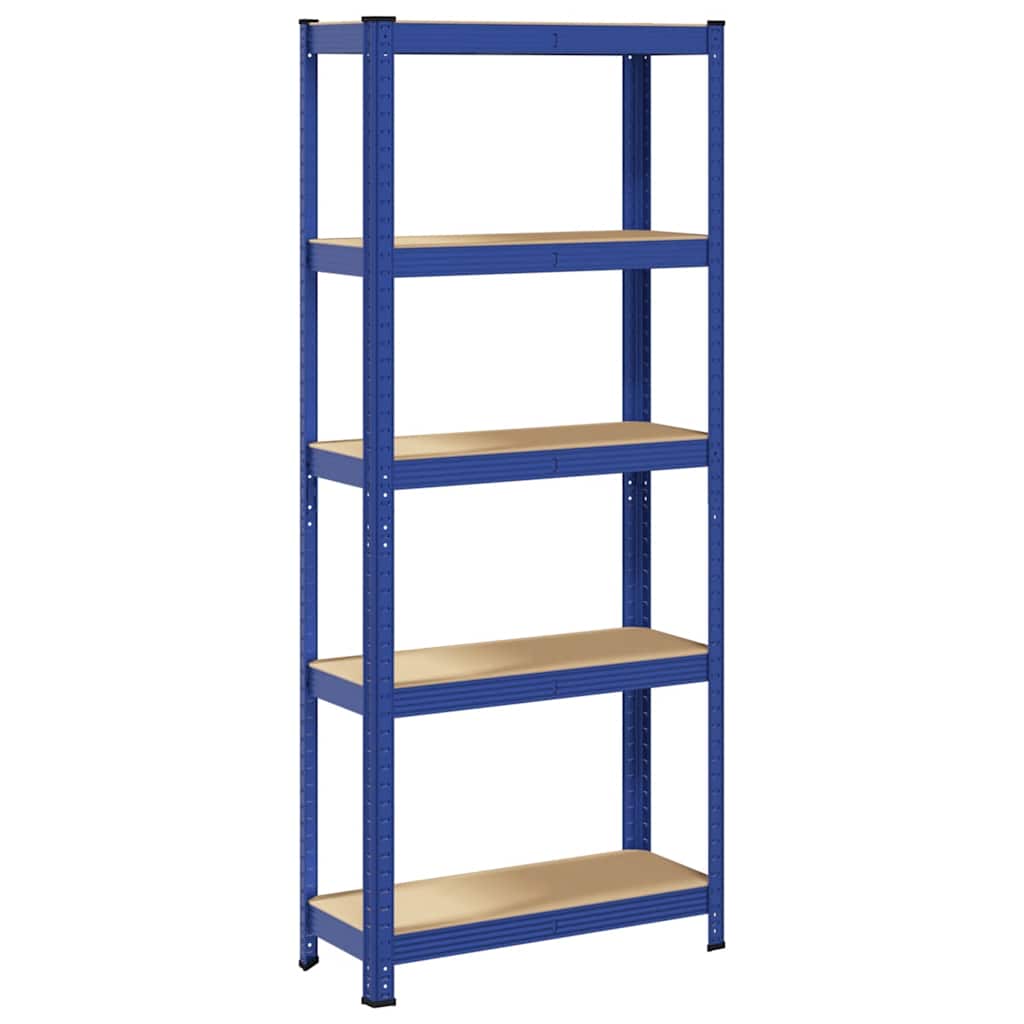 vidaXL Étagère de rangement à 5 niveaux Bleu Acier et bois ingénierie