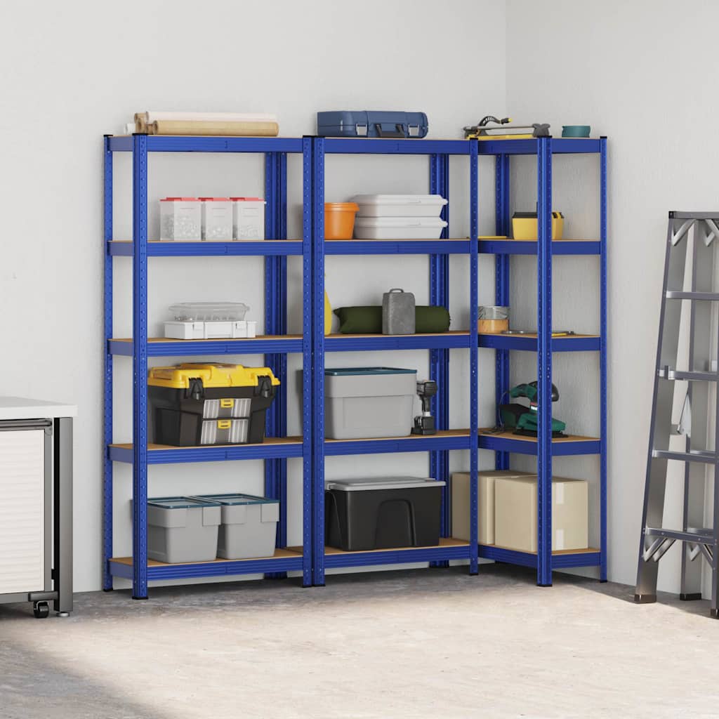 vidaXL Étagères de rangement à 5 niveaux 3 pcs Bleu