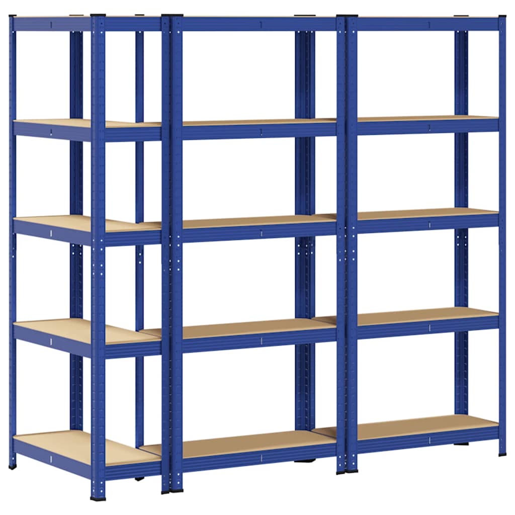 vidaXL Étagères de rangement à 5 niveaux 3 pcs Bleu