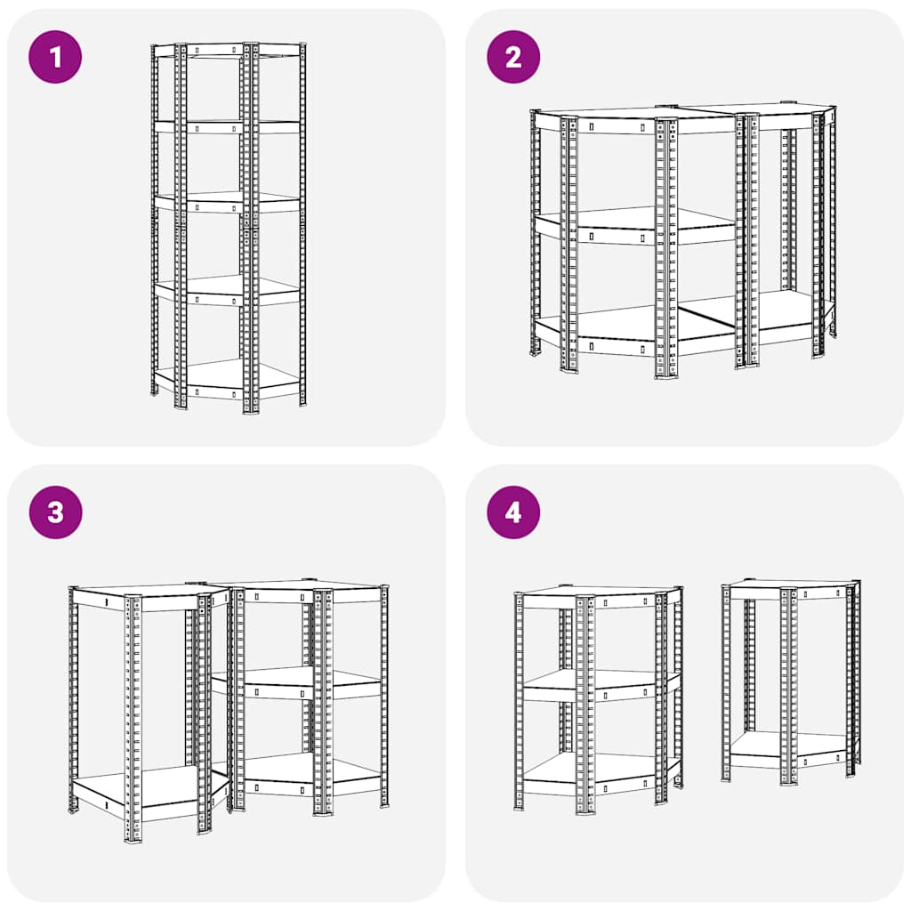 vidaXL Étagère d'angle à 5 niveaux Argenté Acier et bois d'ingénierie