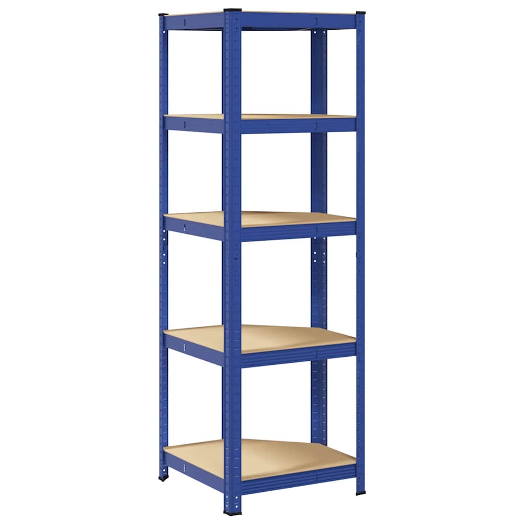 vidaXL Étagère d'angle à 5 niveaux Bleu Acier et bois d'ingénierie