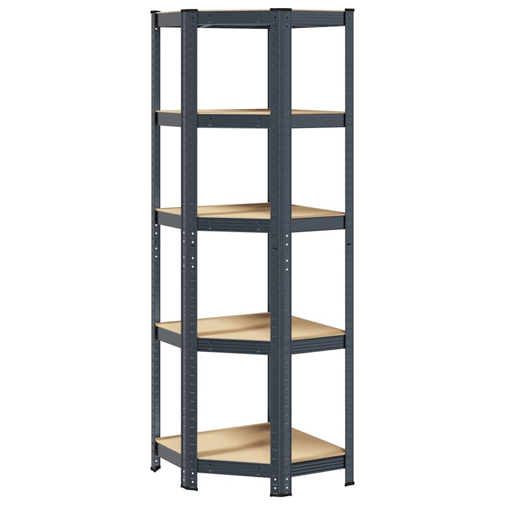 vidaXL Étagère d'angle à 5 niveaux Anthracite Acier bois d'ingénierie