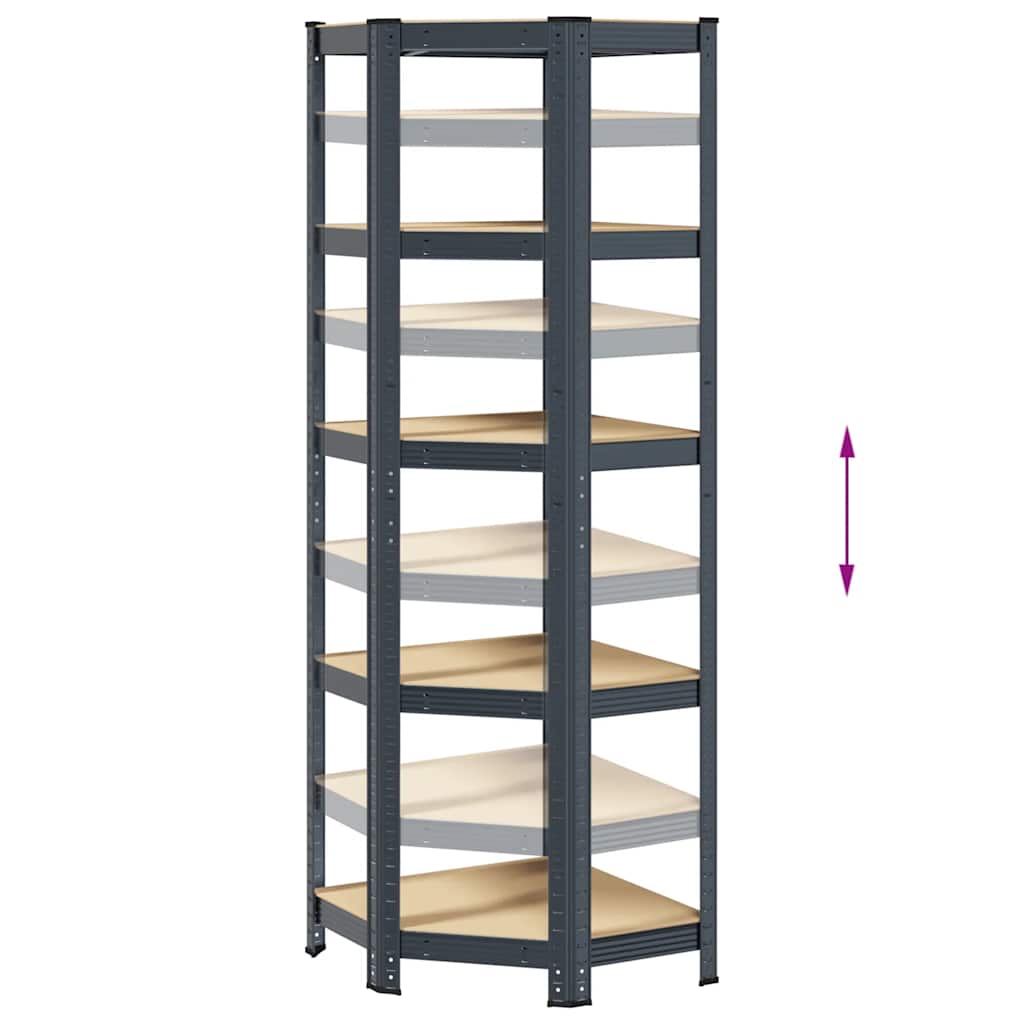vidaXL Étagère d'angle à 5 niveaux Anthracite Acier bois d'ingénierie