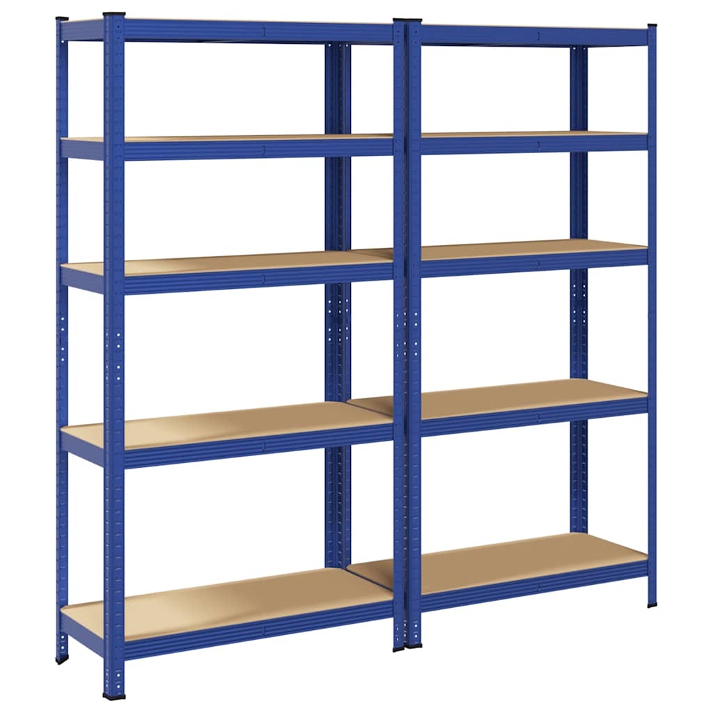 vidaXL Étagères de rangement à 5 niveaux 2 pcs Bleu Acier et bois
