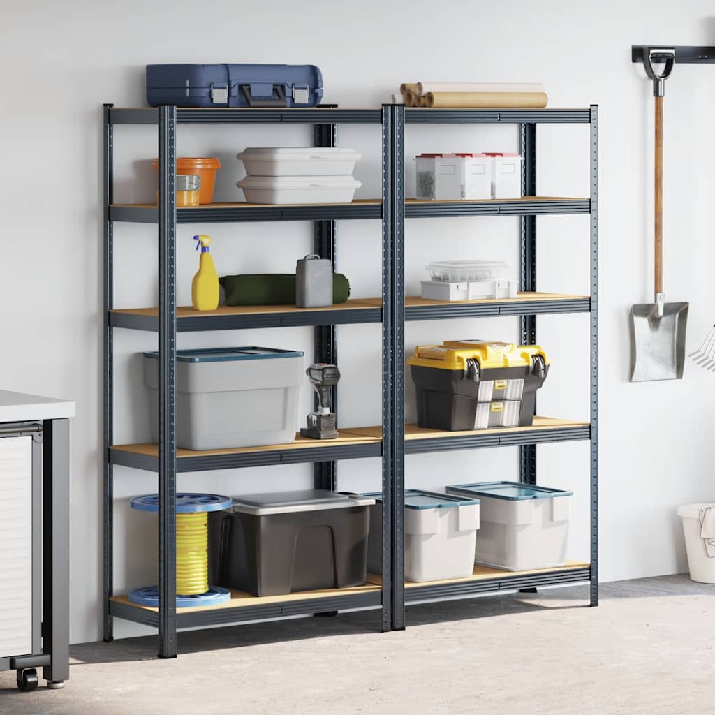 vidaXL Étagères de rangement 5 niveaux 2 pcs Anthracite Acier et bois