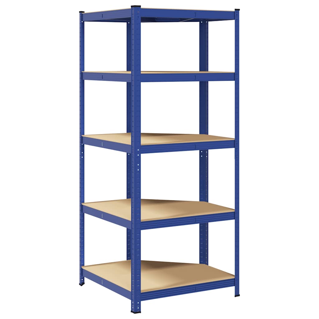 vidaXL Étagère d'angle à 5 niveaux Bleu Acier et bois d'ingénierie