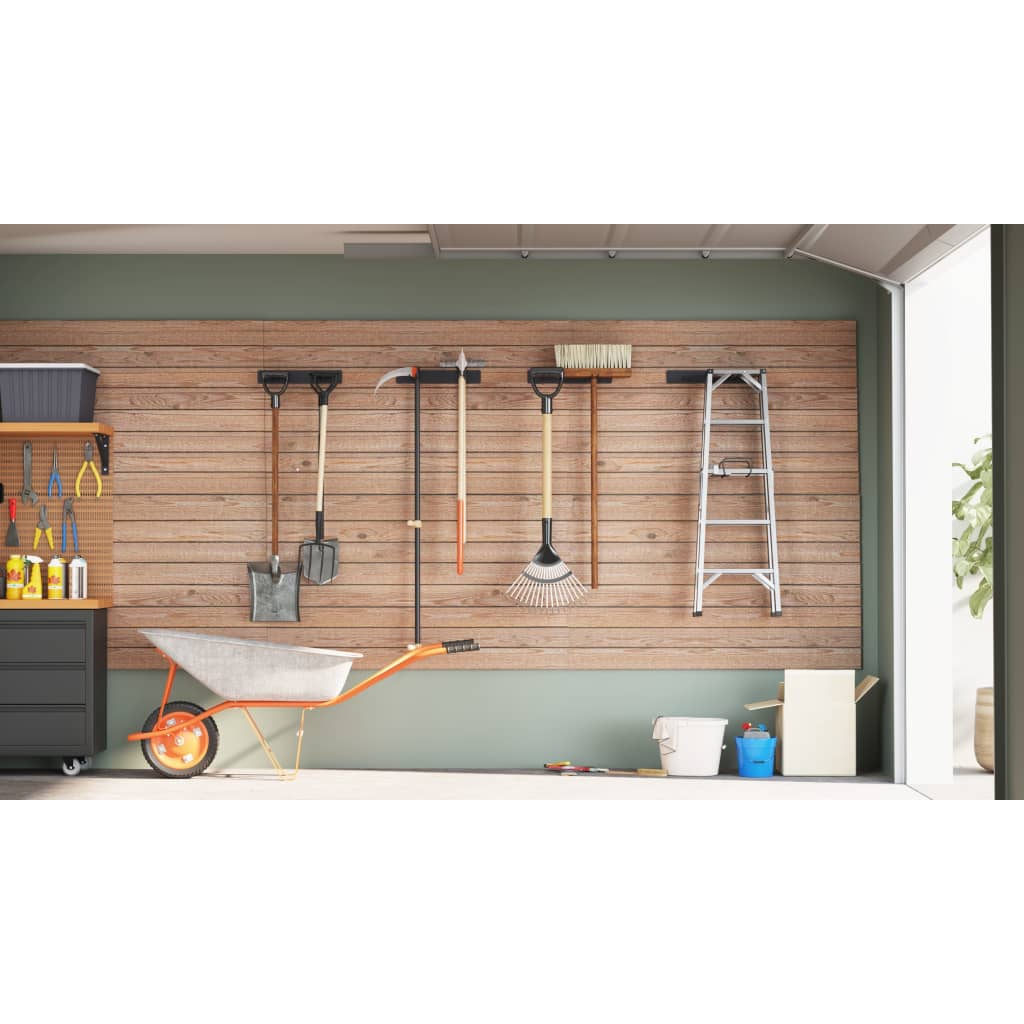 vidaXL Supports muraux pour outils de jardin 4 pcs noir acier