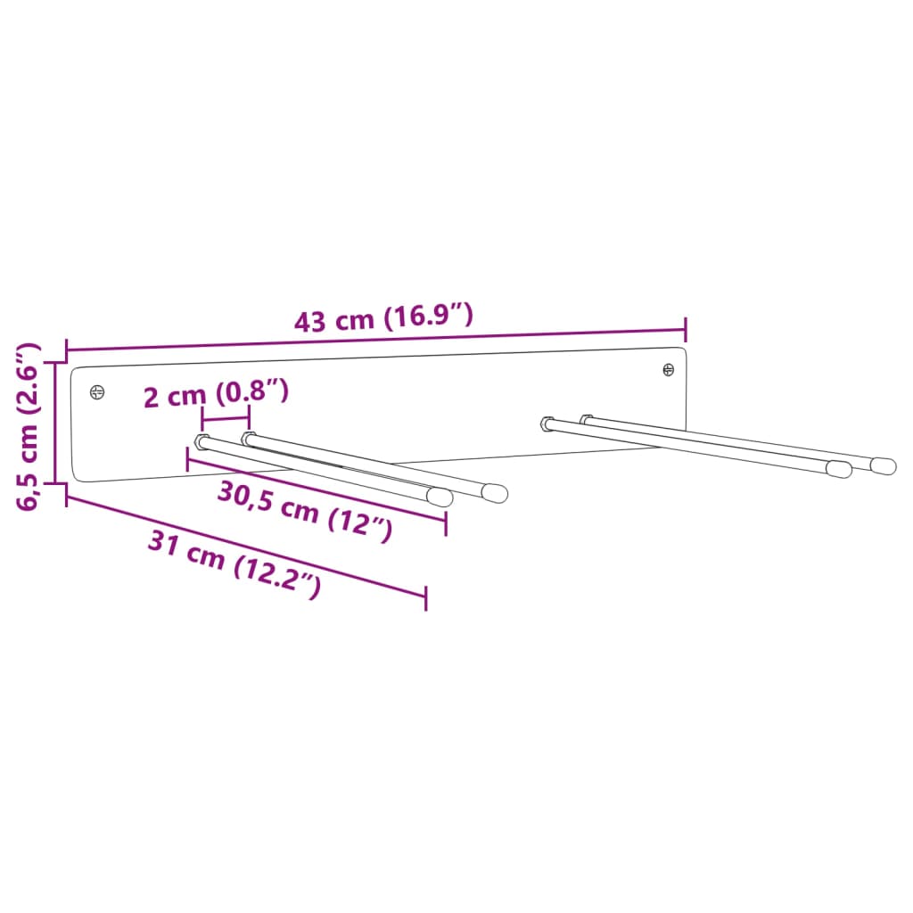 vidaXL Supports muraux pour outils de jardin 4 pcs noir acier