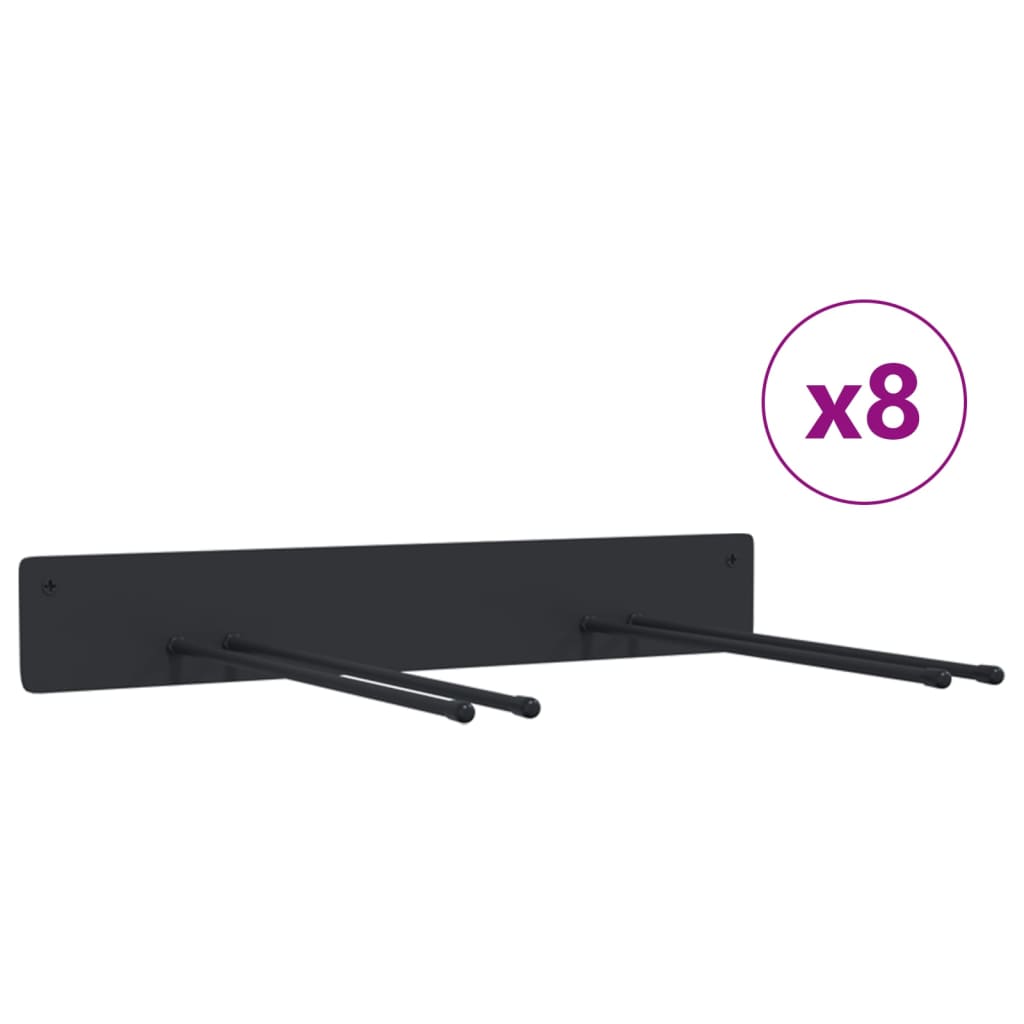 vidaXL Supports muraux pour outils de jardin 8 pcs noir acier