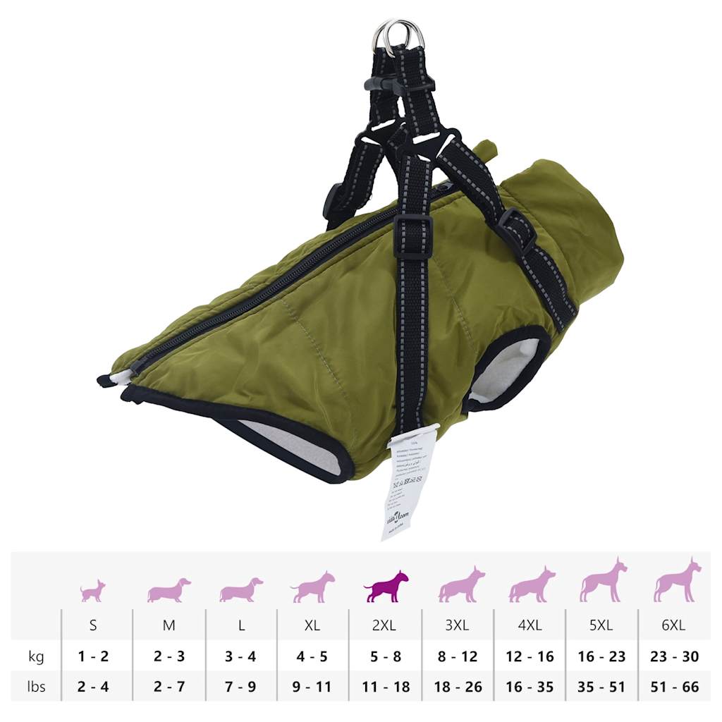 vidaXL Manteau pour chiens avec harnais imperméable réfléchissant 2XL