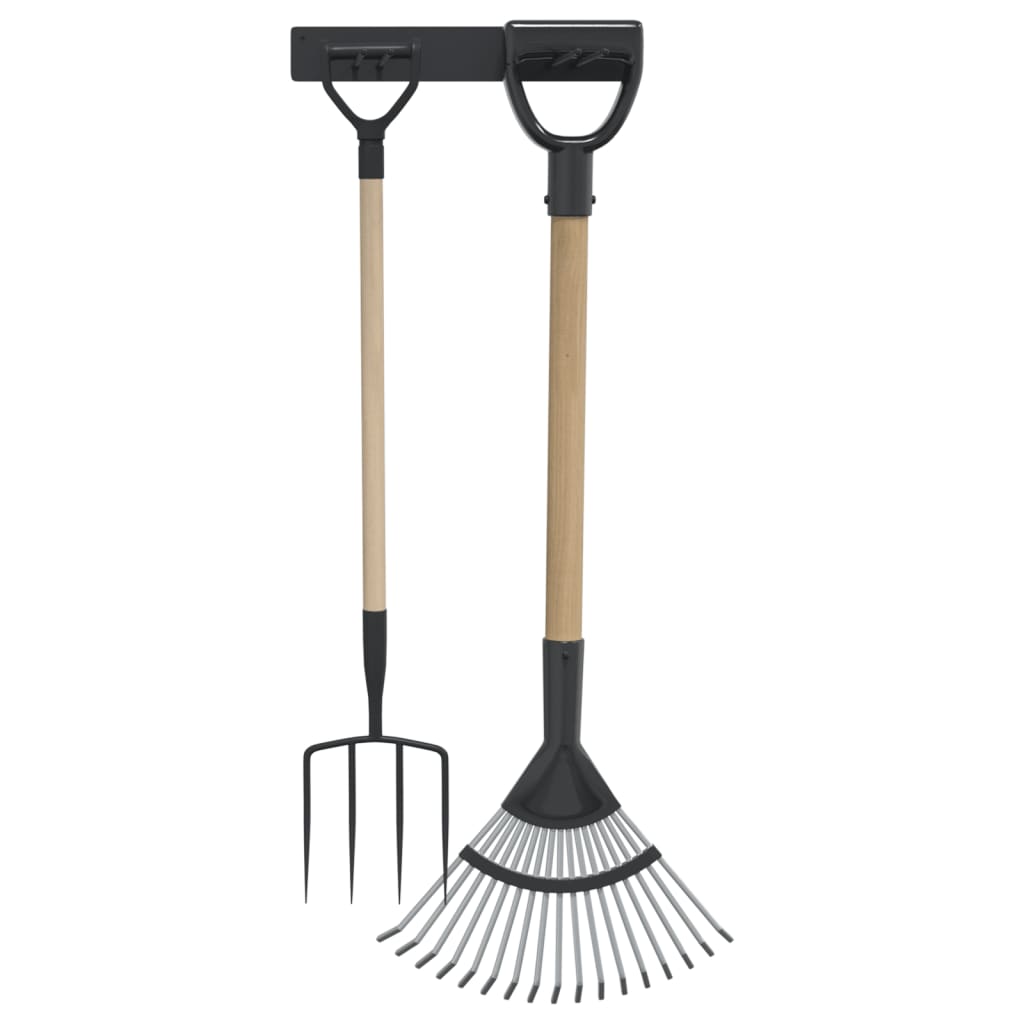 vidaXL Support mural pour outils de jardin noir acier