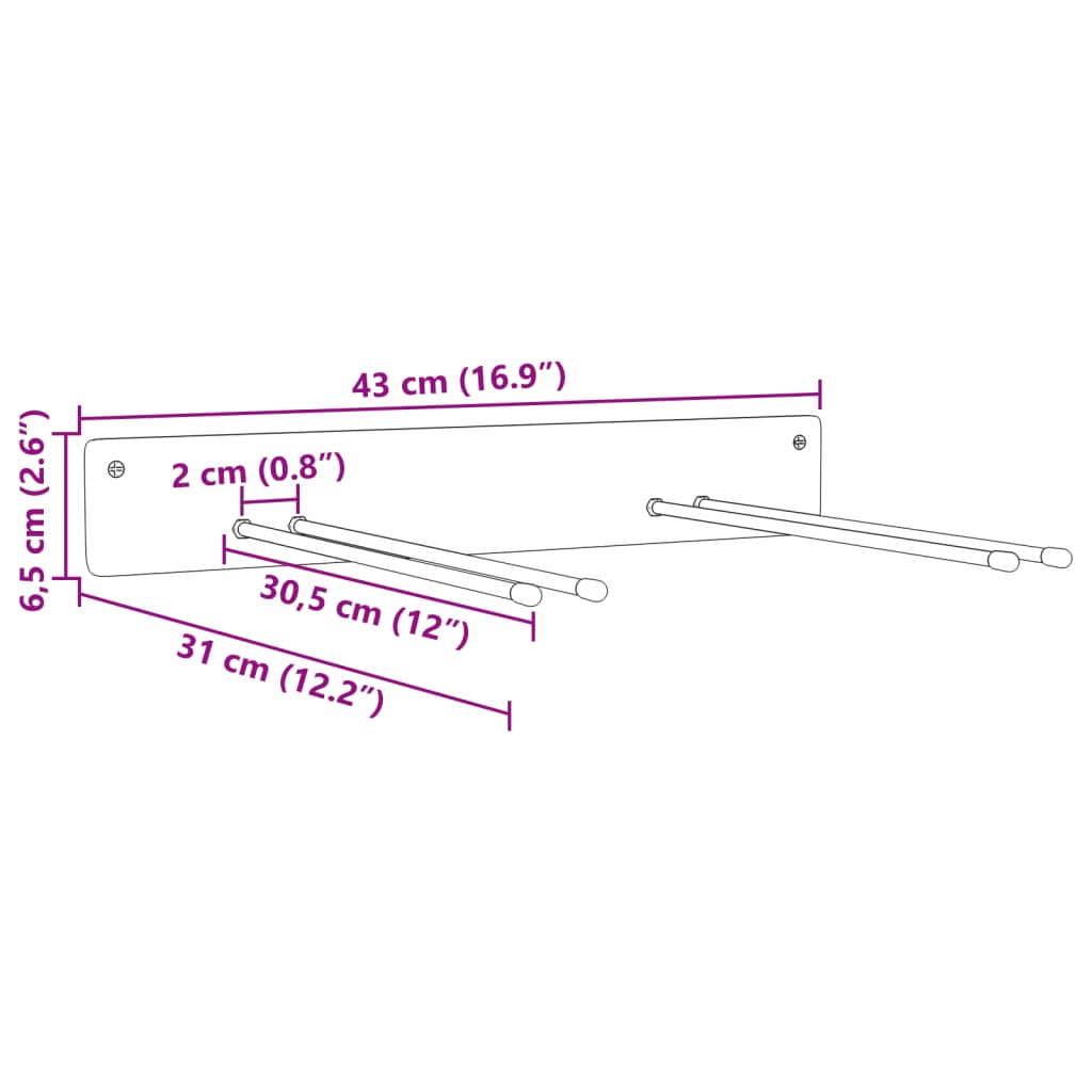vidaXL Support mural pour outils de jardin noir acier
