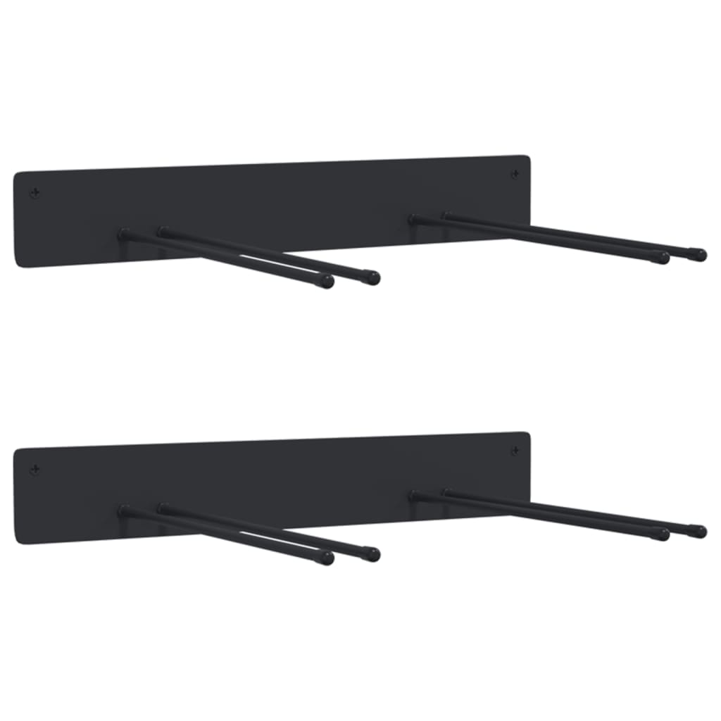 vidaXL Supports muraux pour outils de jardin 2 pcs noir acier