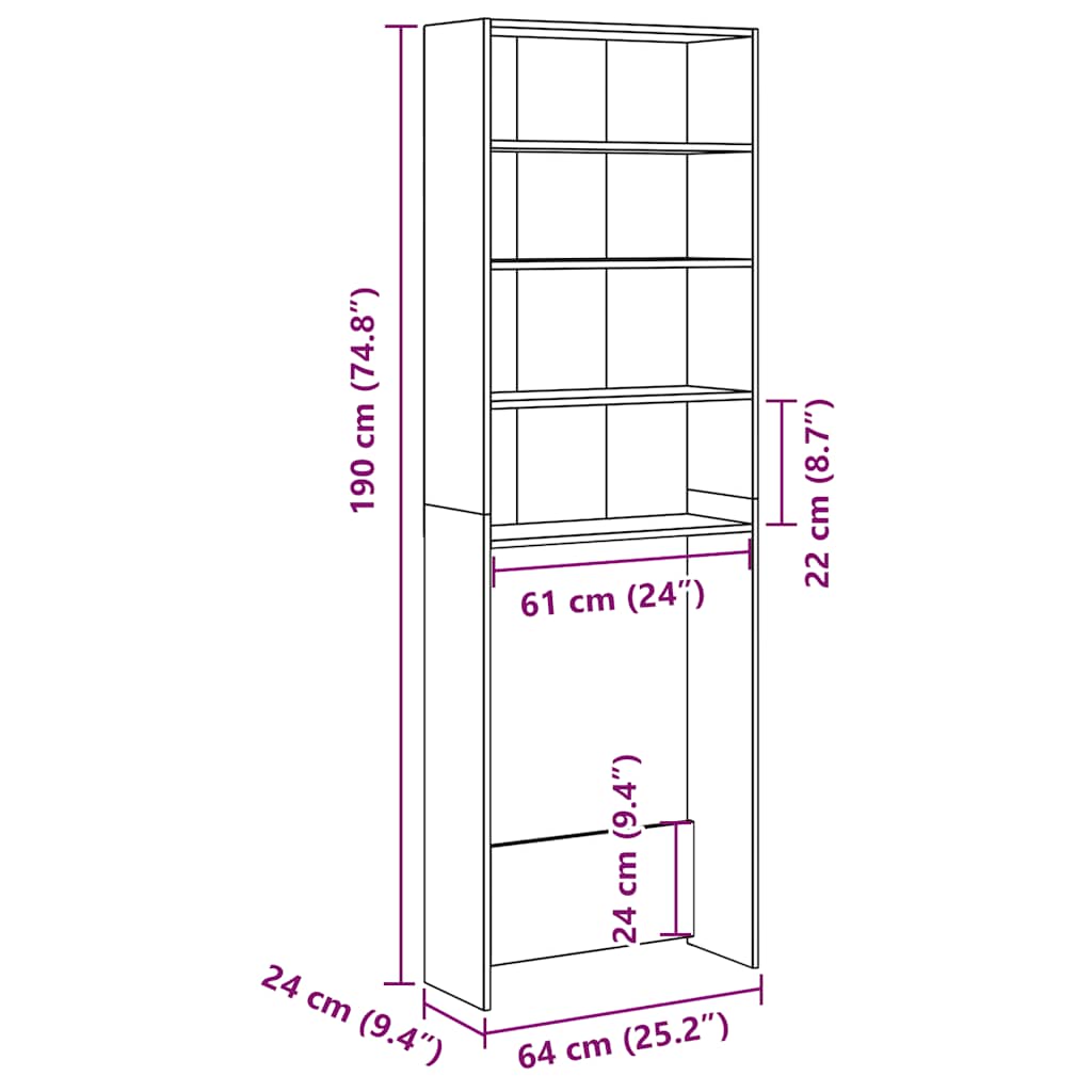 vidaXL Meuble pour machine à laver vieux bois 64x24x190 cm