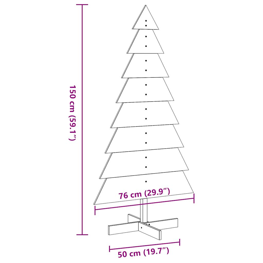 vidaXL Arbre de Noël en bois pour décoration 150 cm bois de pin massif