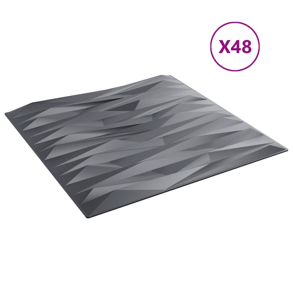 vidaXL Panneaux muraux 48 pcs gris 50x50 cm XPS 12 m² pierre