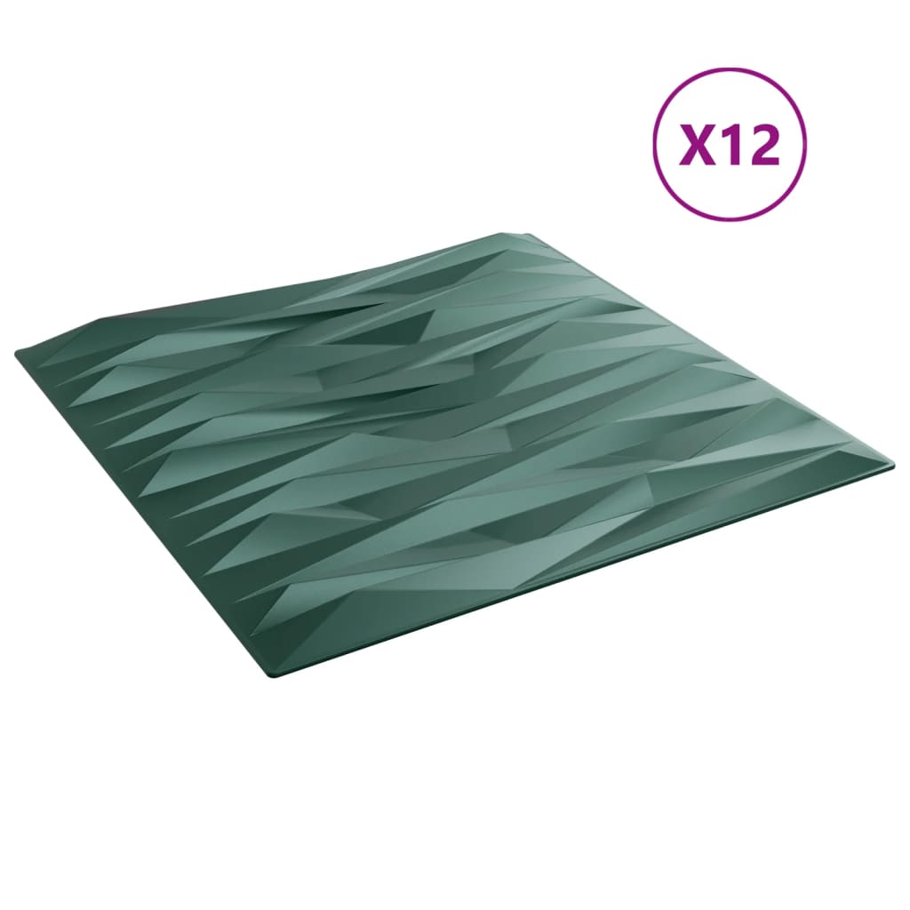 vidaXL Panneaux muraux 12 pcs vert 50x50 cm XPS 3 m² pierre