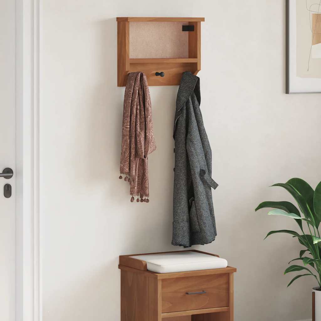 vidaXL Porte-manteau mural SANDNES 45x12x35 cm bois massif pin