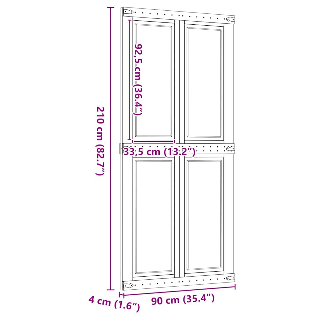 vidaXL Porte de grange CORONA 90x210 cm bois massif de pin