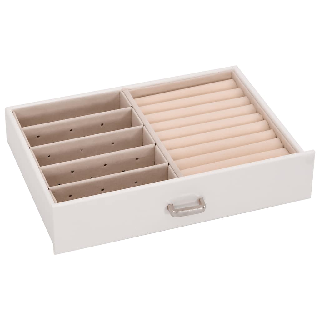 VidaXL Boîte à bijoux 5 niveaux avec miroir verrouillable blanc