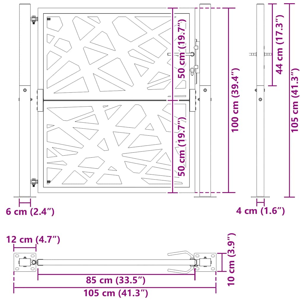 vidaXL Porte de jardin acier résistant aux intempéries design lumière