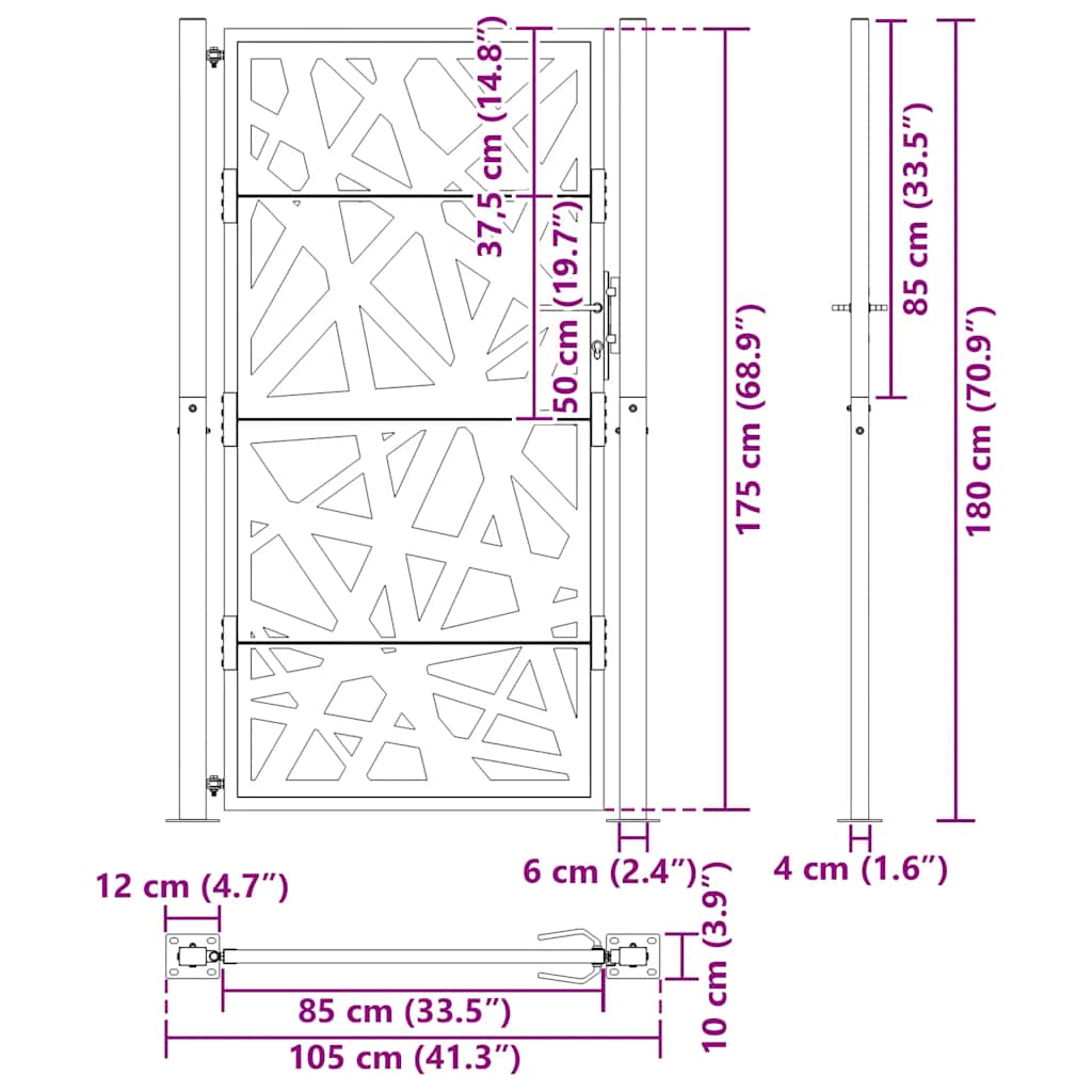 vidaXL Porte de jardin acier résistant aux intempéries design lumière