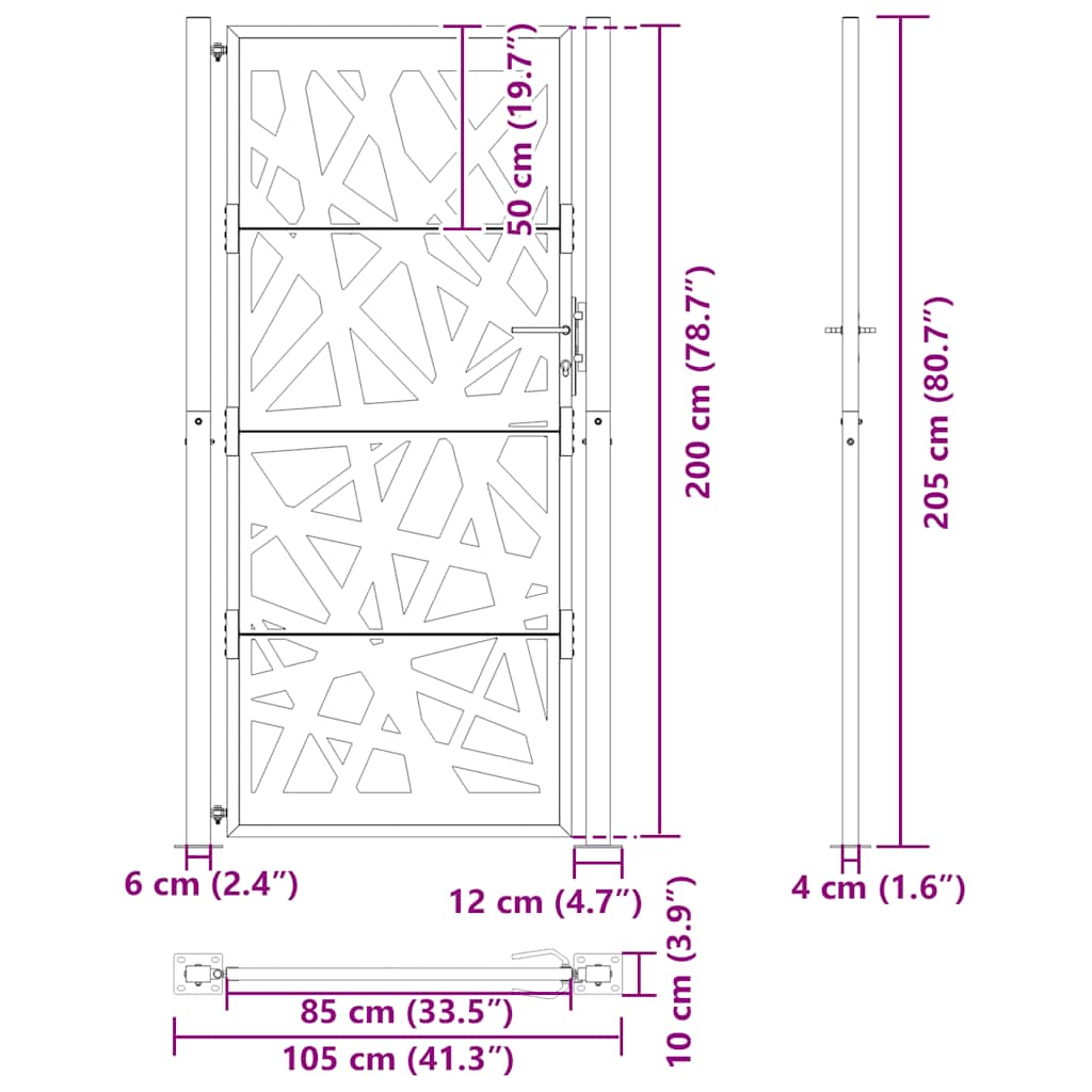 vidaXL Porte de jardin acier résistant aux intempéries design lumière