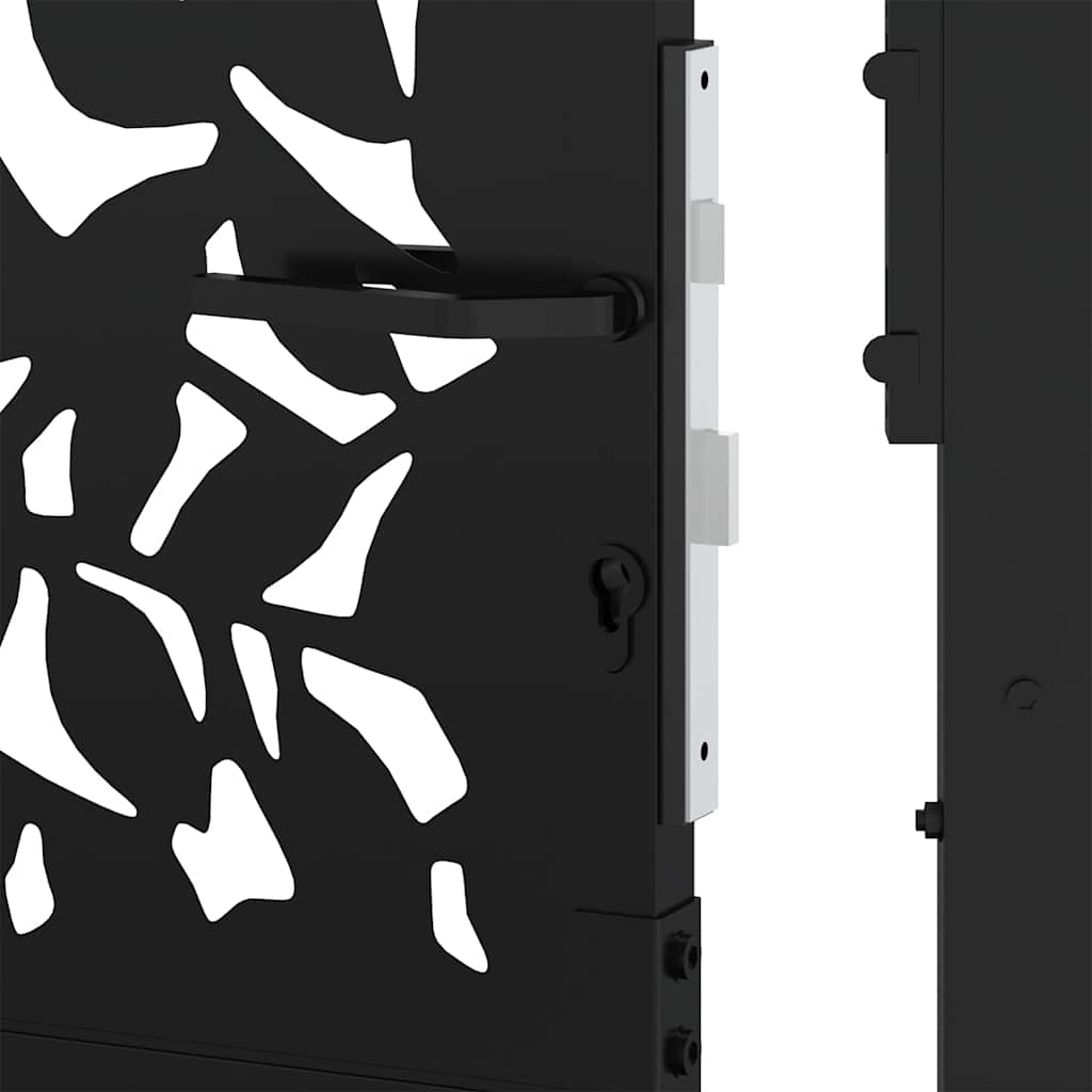 vidaXL Portail de jardin noir 105x105 cm acier conception de feuilles