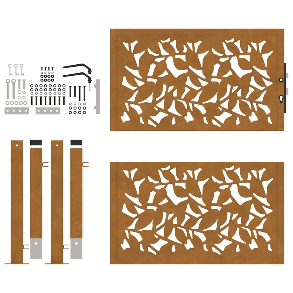 vidaXL Porte de jardin acier résistant aux intempéries design feuilles