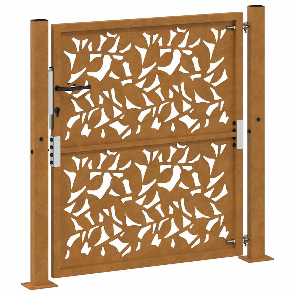 vidaXL Porte de jardin acier résistant aux intempéries design feuilles