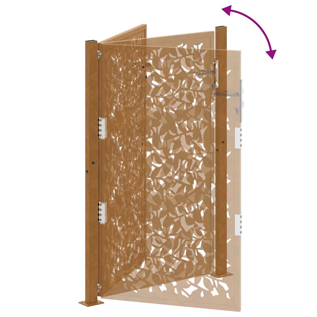 vidaXL Porte de jardin acier résistant aux intempéries design feuilles