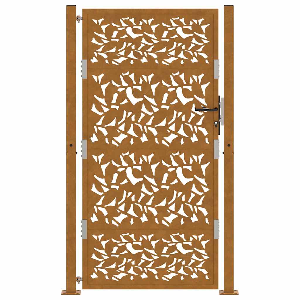 vidaXL Porte de jardin acier résistant aux intempéries design feuilles